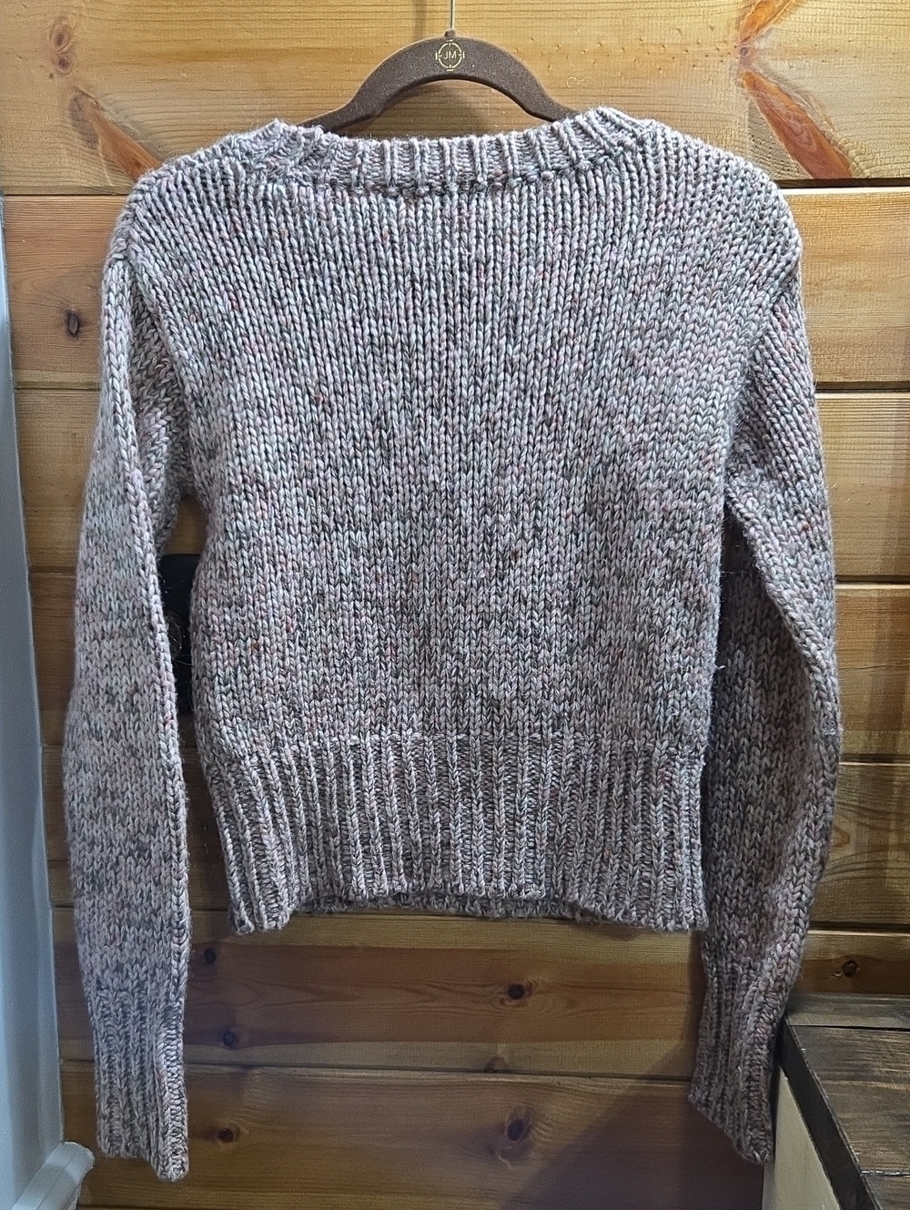 Moda International Marled Beige Pink Green Wool Chunky Sweater Sz Small - Picture 4 of 6